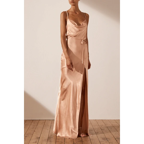 Shona Joy La Lune Bias Cowl Maxi Dress - Desert Rose