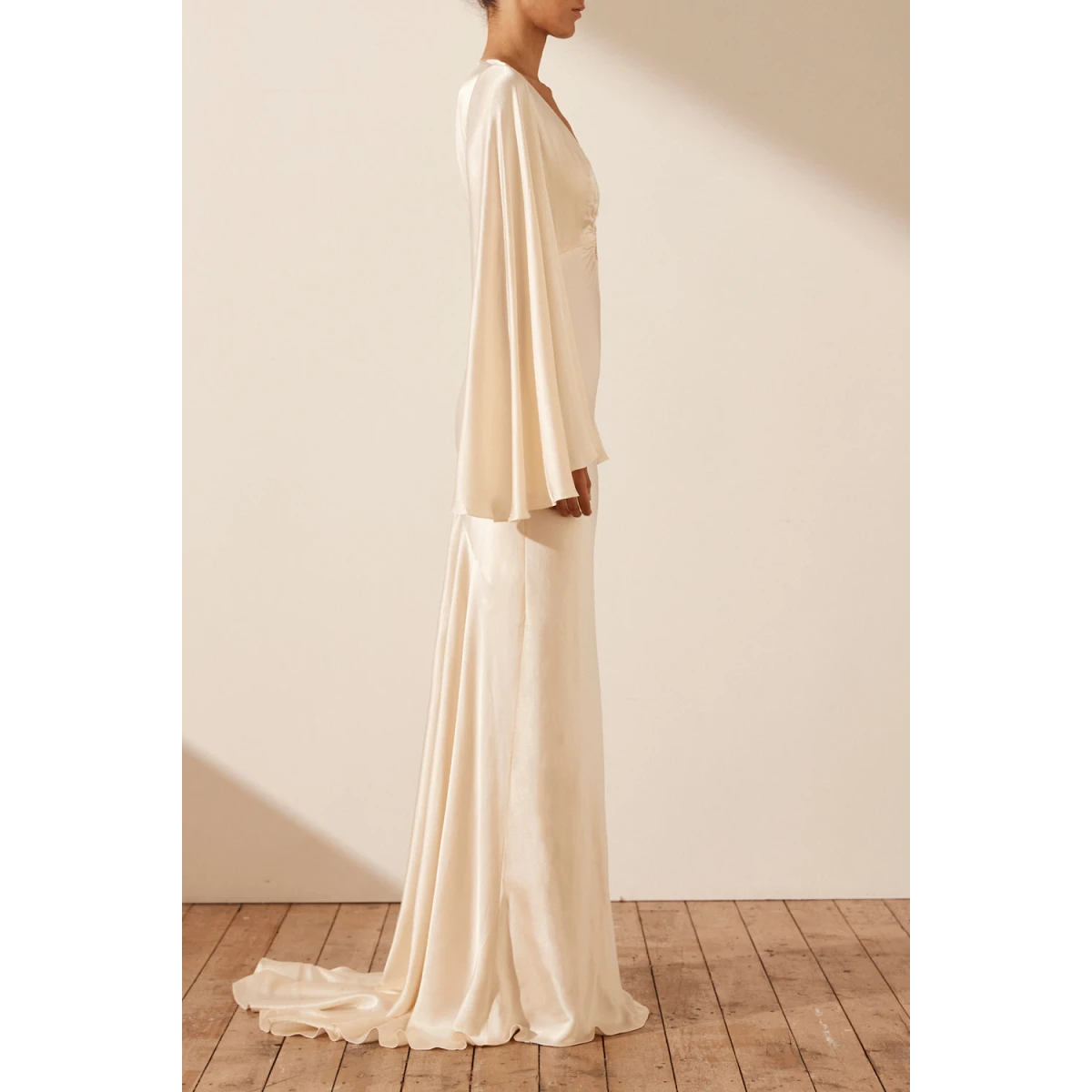 Shona Joy La Lune Flared Sleeve Keyhole Maxi Dress - Cream