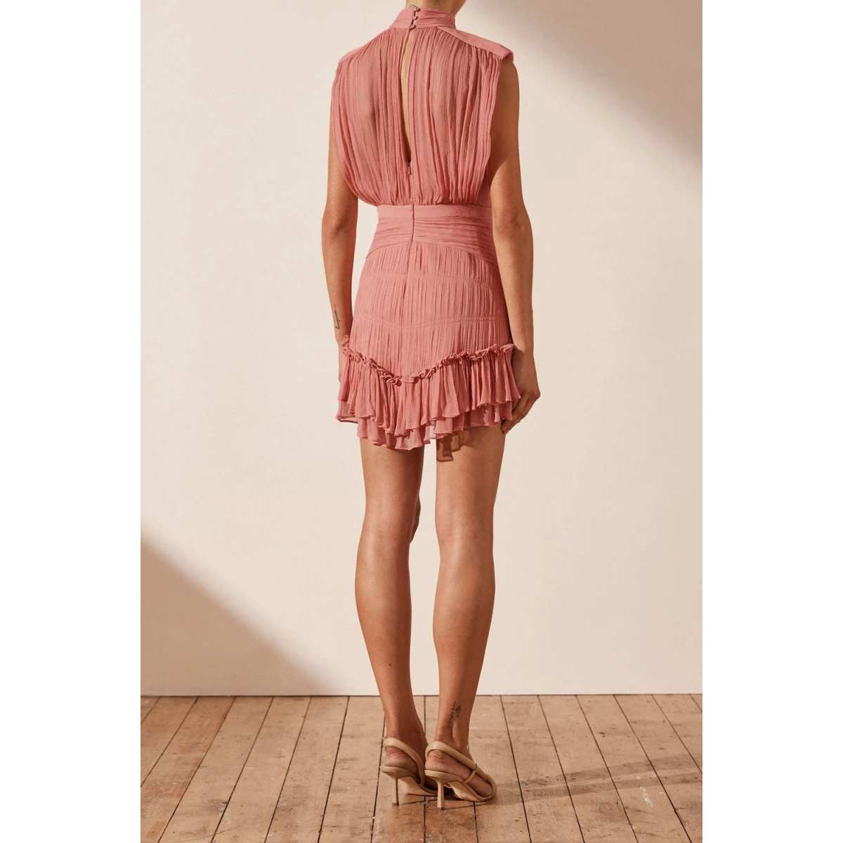 Shona Joy Lauren Sleeveless Ruched Mini Dress - Blush