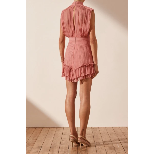 Shona Joy Lauren Sleeveless Ruched Mini Dress - Blush