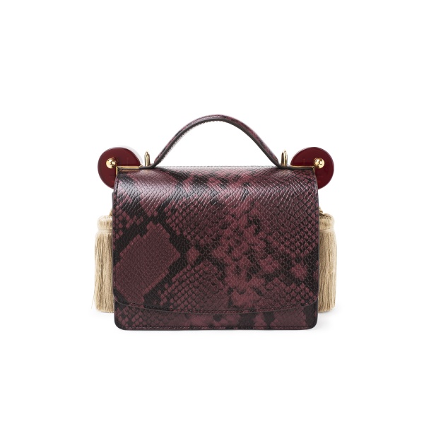 Tonya Hawkes Dora Burgundy Embossed Snake