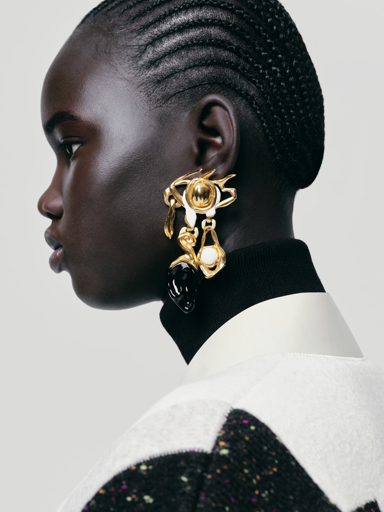 ゴールド　＆ブラック　大ぶり　ピアス　上品　schiaparelli Schiaparelli Pair Of Brass Teardrop Eye Earrings earrings