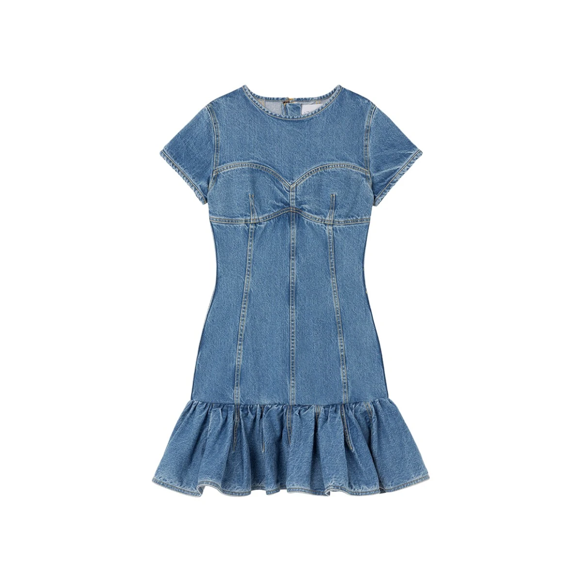 AZ FACTORY Elongated T Shirt Dress With Ruffle Blue38507 nobg