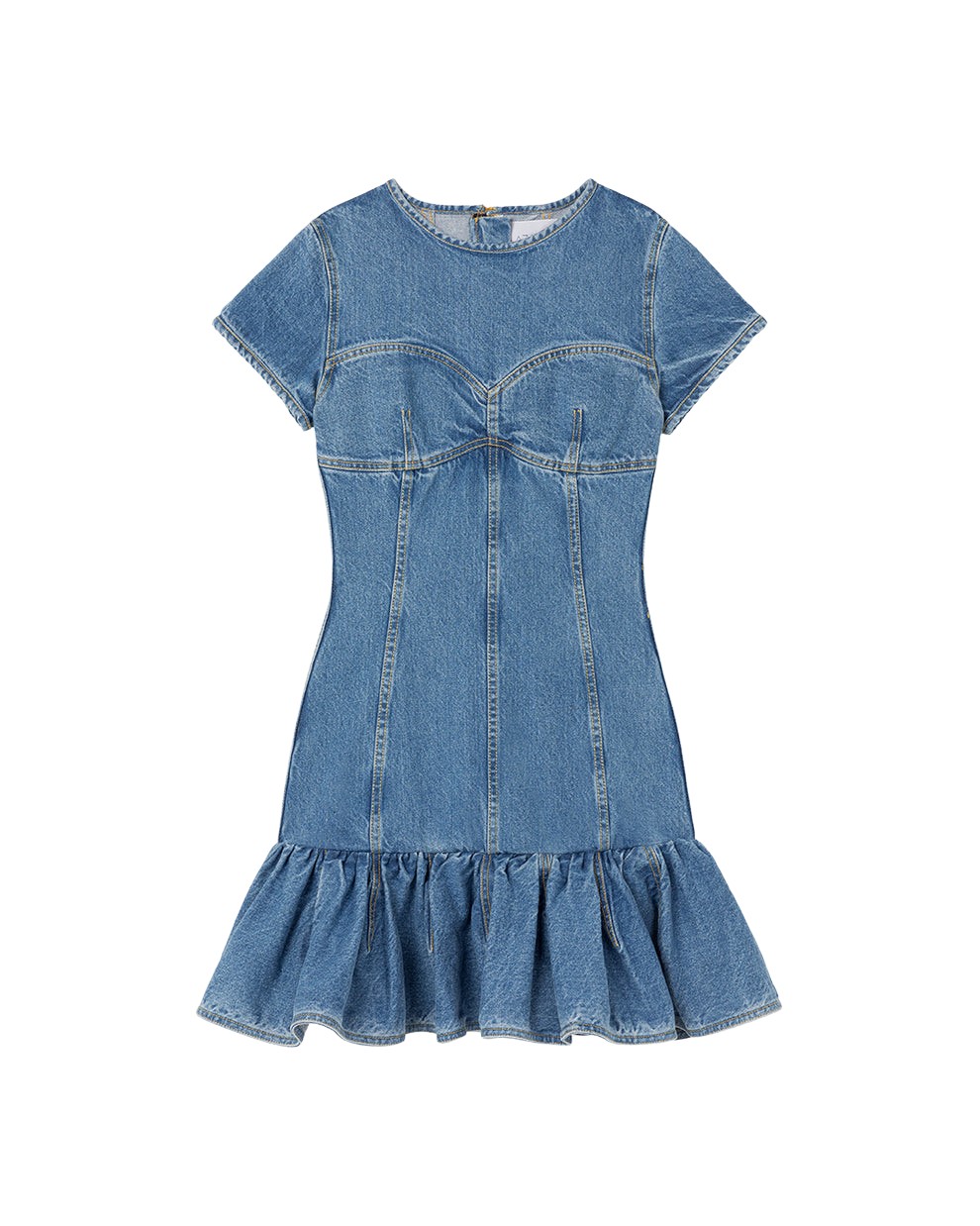 AZ FACTORY Elongated T Shirt Dress With Ruffle Blue38507 nobg
