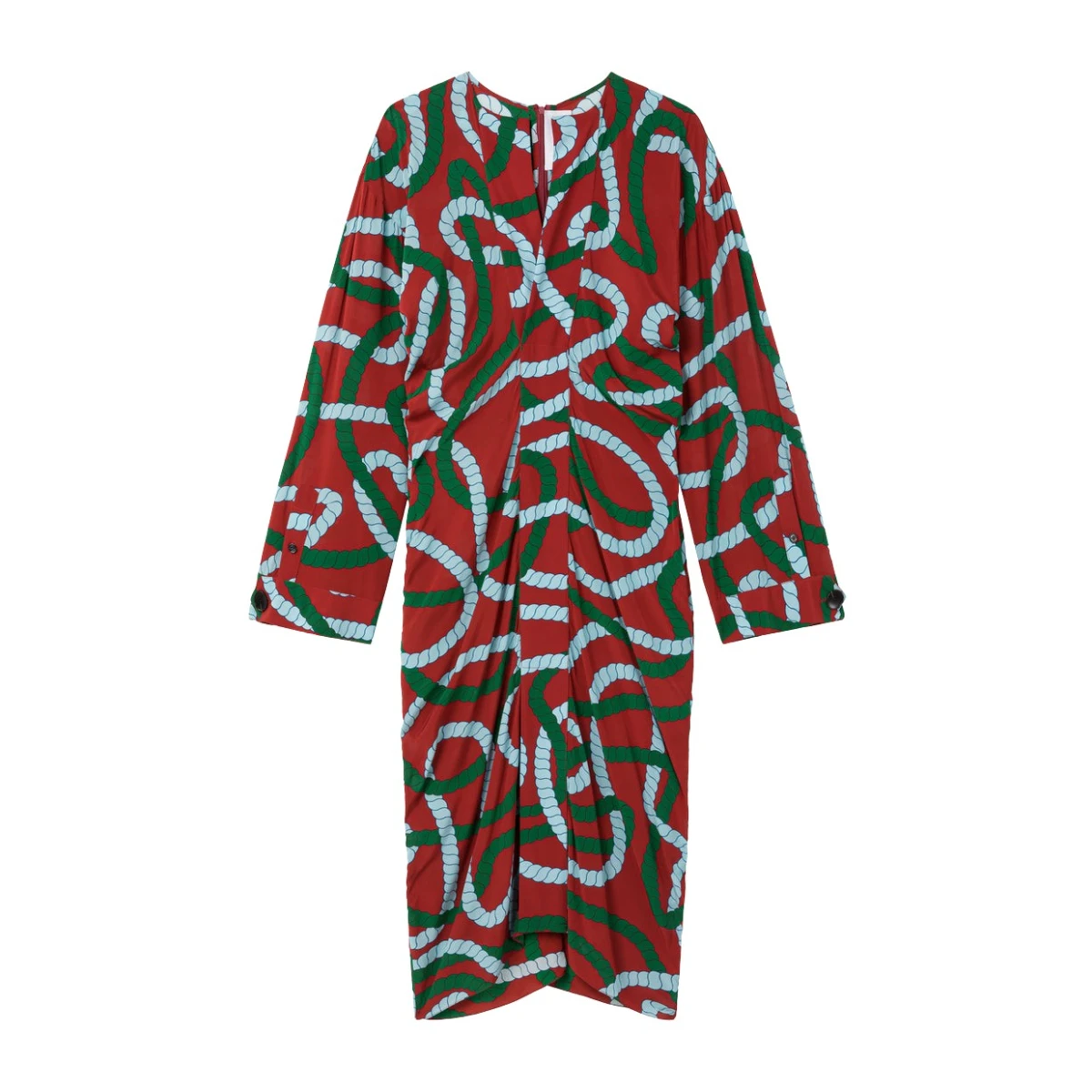 AZ FACTORY Printed Draped Midi Dress Brick Cord71491 nobg