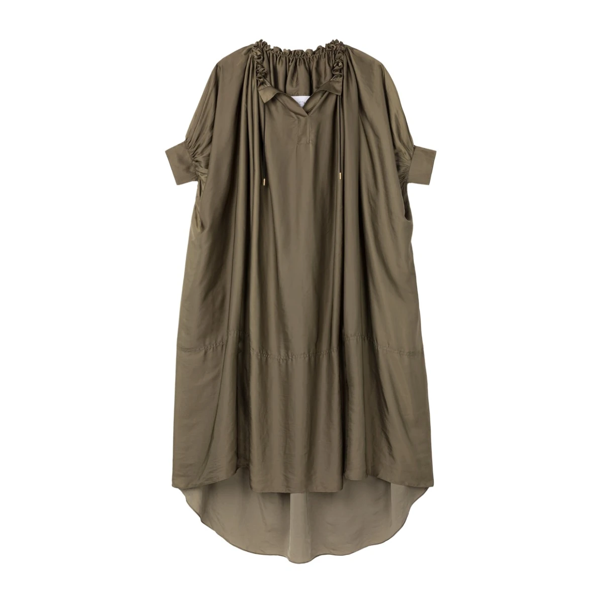 AZ FACTORY Ruched Neckline Kaftan Khaki71110 nobg