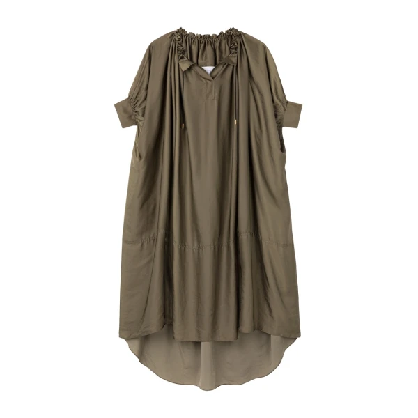 AZ FACTORY Ruched Neckline Kaftan Khaki71110 nobg