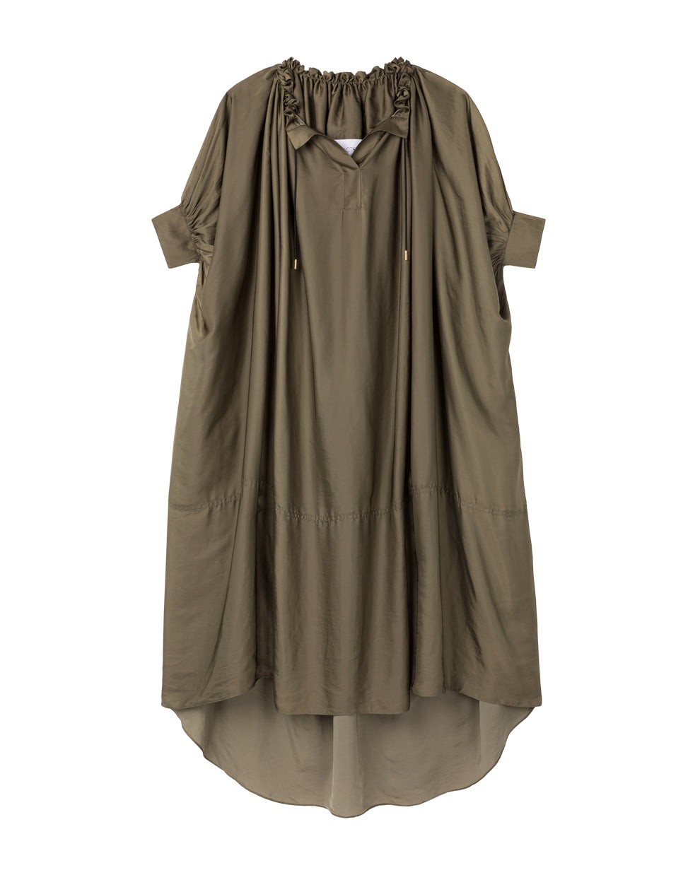 AZ FACTORY Ruched Neckline Kaftan Khaki71110 nobg