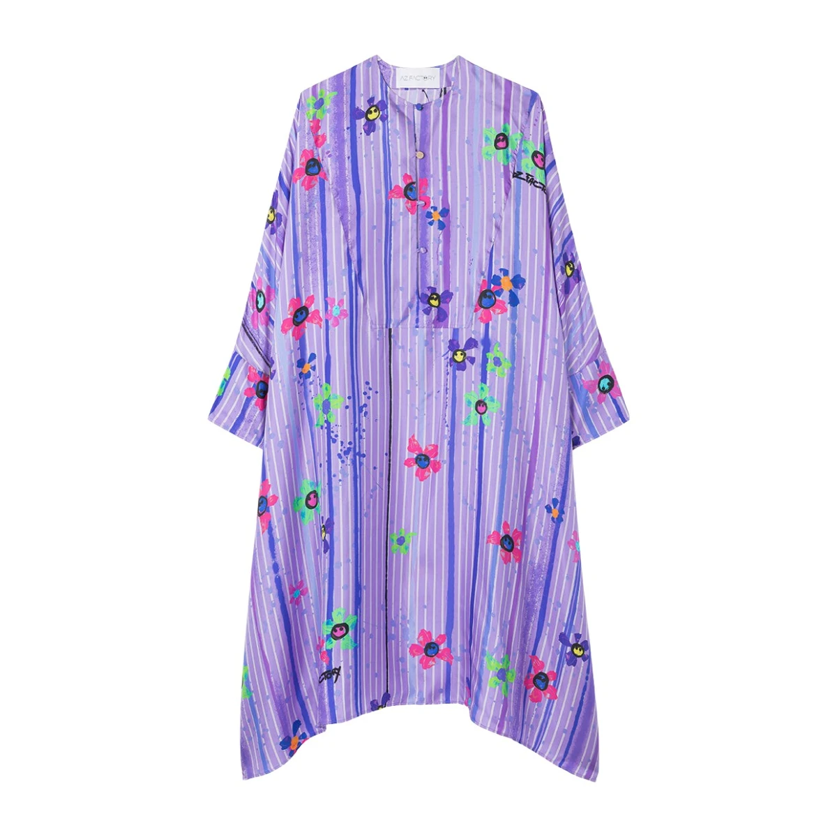 AZ FACTORY Silk Twill Kaftan Dress Splash Purple83307 nobg