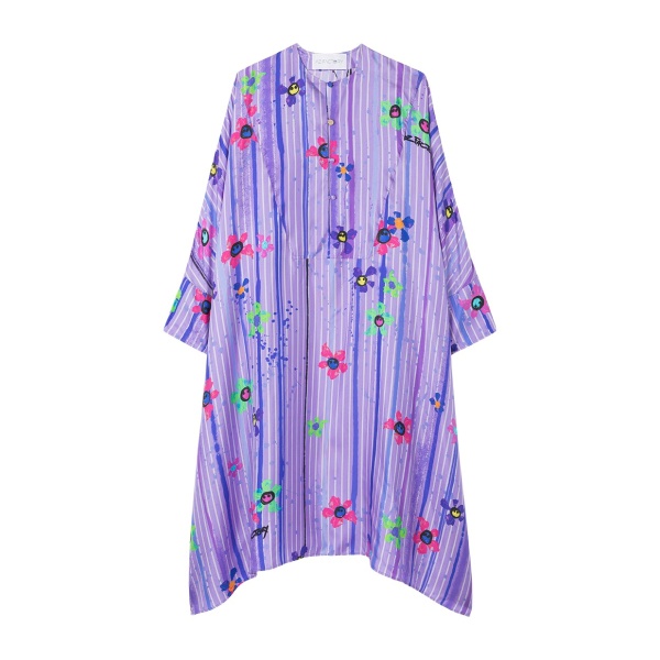 AZ FACTORY Silk Twill Kaftan Dress Splash Purple83307 nobg