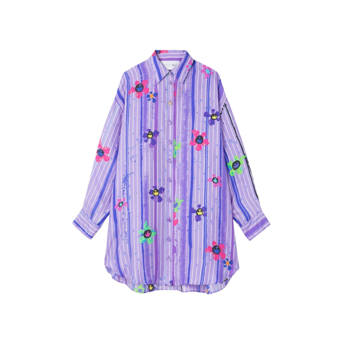 AZ FACTORY Silk Twill Shirt Dress Splash Purple33891 nobg