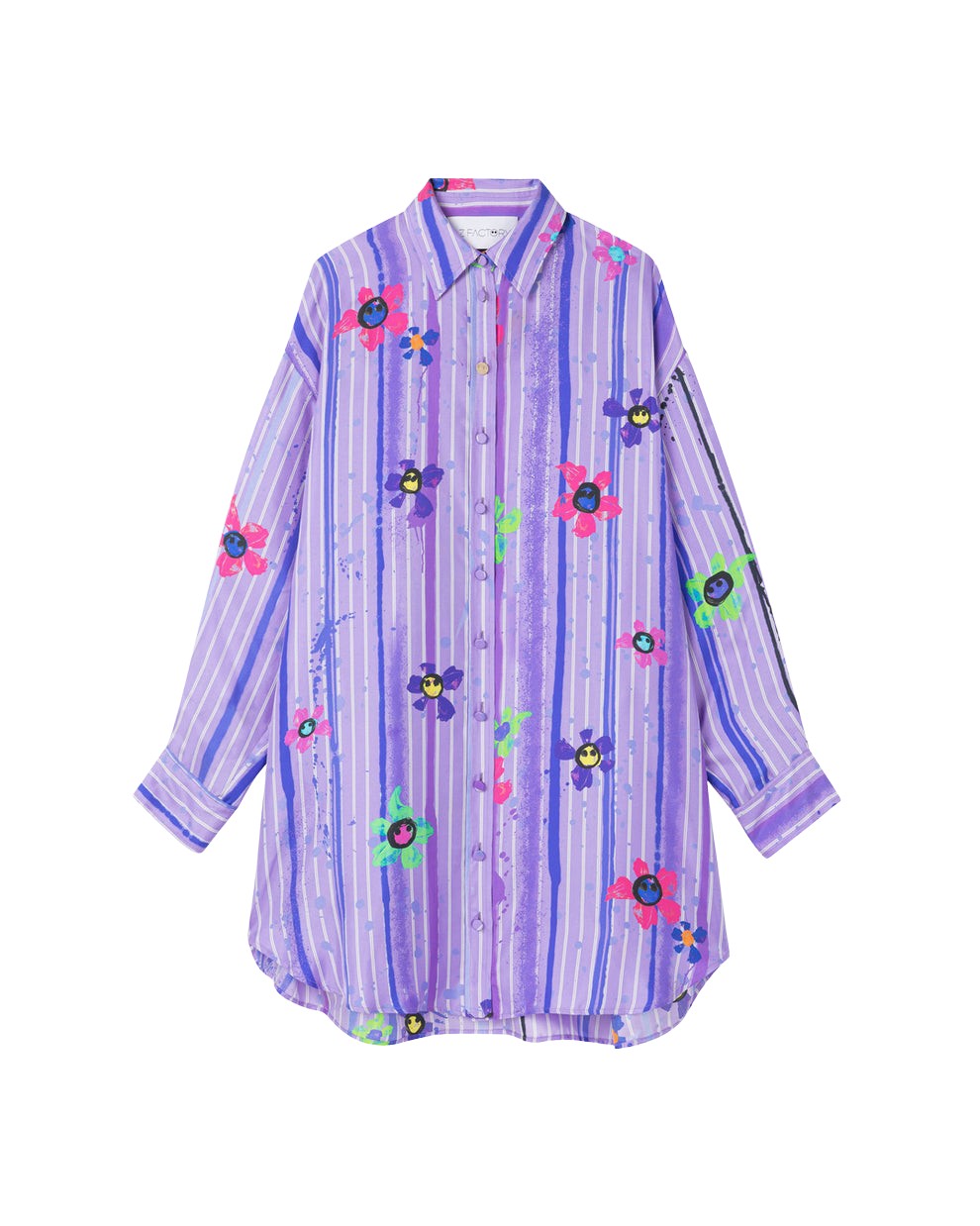 AZ FACTORY Silk Twill Shirt Dress Splash Purple33891 nobg