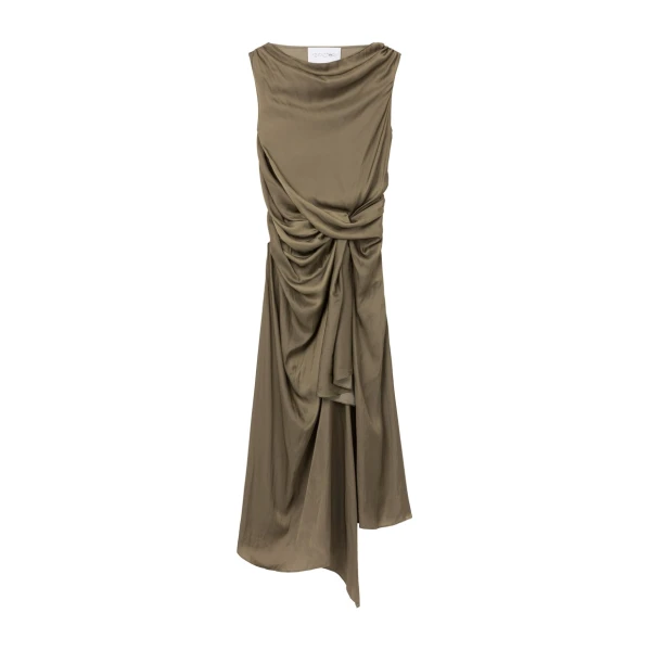 AZ FACTORY Sleeveless Draped Dress Khaki55182 nobg