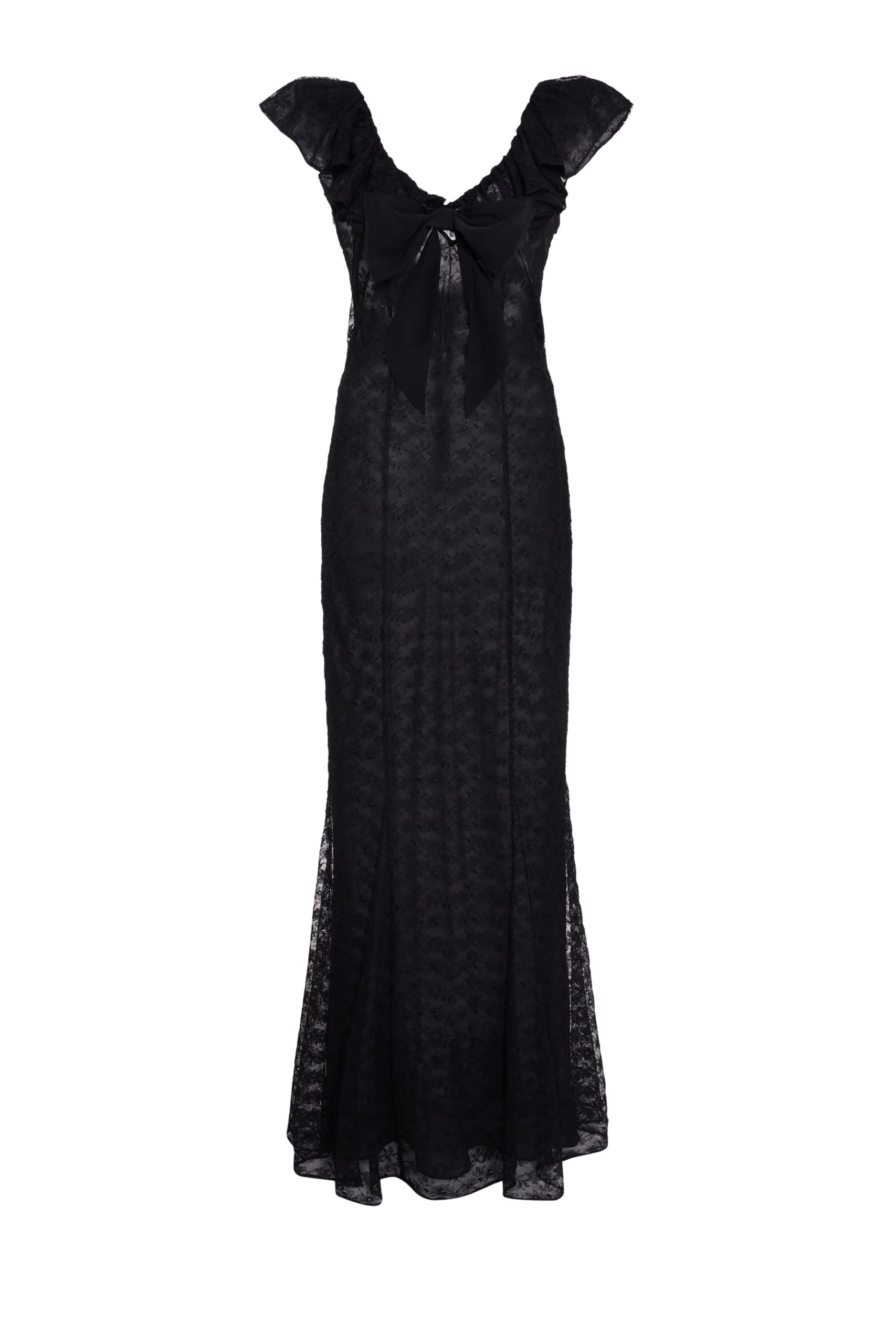 Alessandra Rich Lace Evening Dress With Volant Collar And Bow scaled48996 nobg