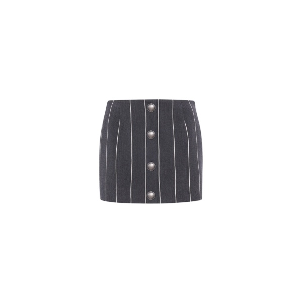 Alessandra Rich Light Wool Pinstripe Low Waist Mini Skirt Buttons scaled35823 nobg