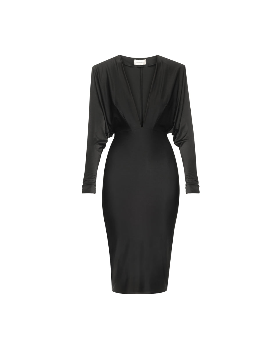 V-Neck Midi Dress | Alexandre Vauthier Haute Couture Designer | Coveti