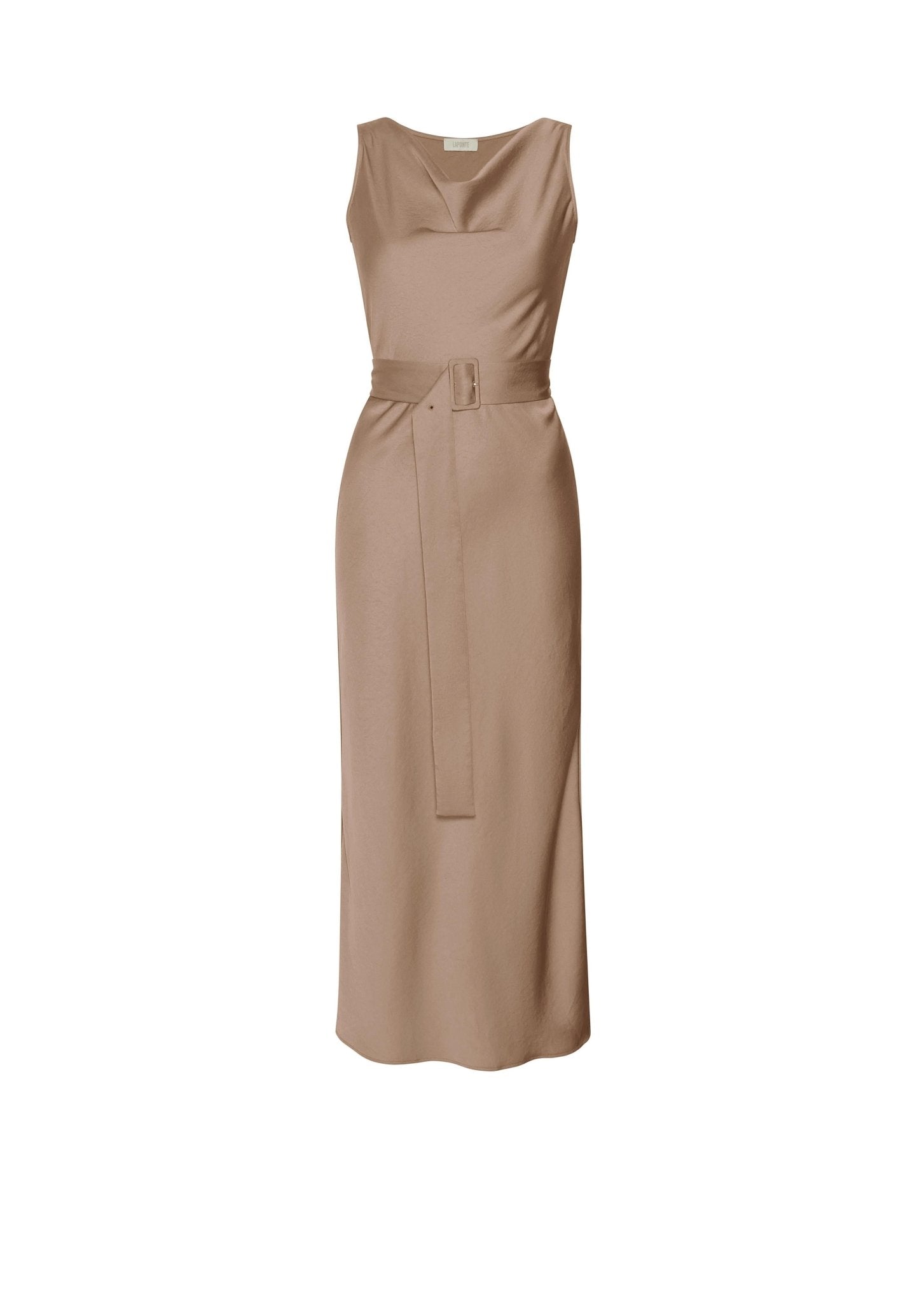 Satin belted outlet dress