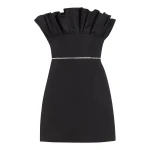 Markarian Thunderbird Black Silk Faille Mini Dress With Crystal Trim Markarian