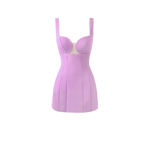 Milla Glossy ultra mini dress in lavender with cutouts