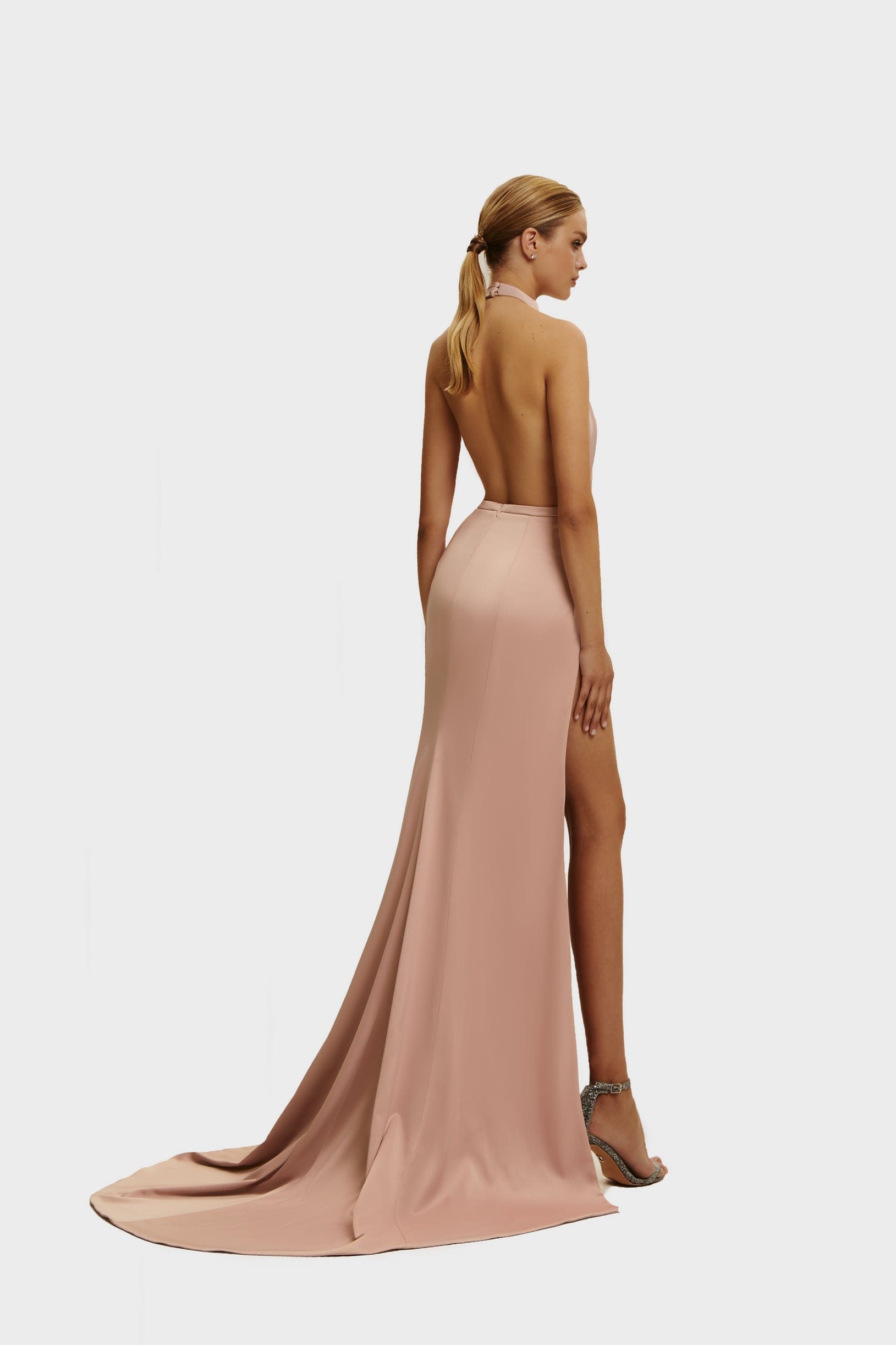 Twisted Mock Neck Slit Sleeveless Dress