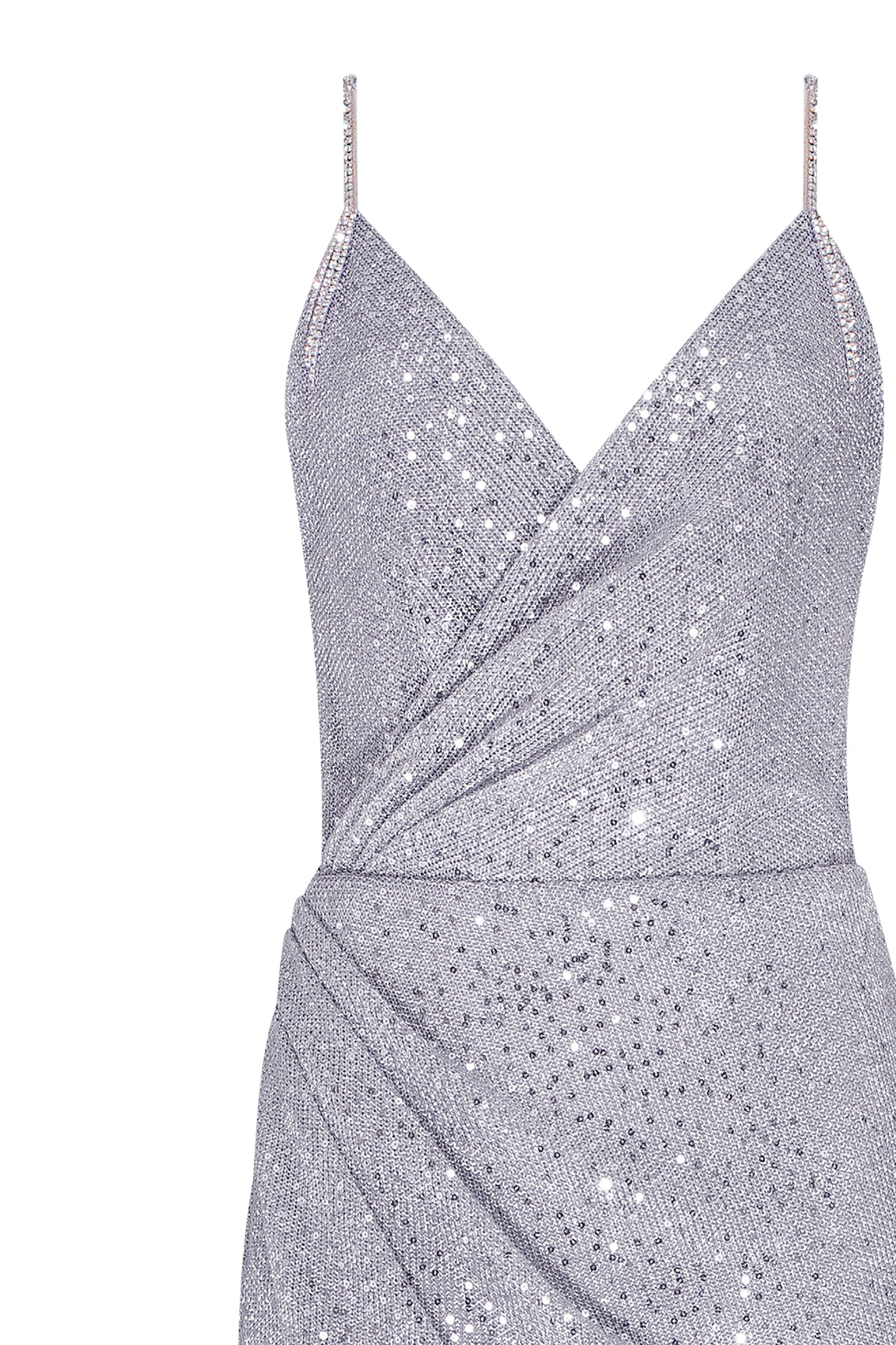 Straplesses Chiffon Maxi Dresses with Bow Silver