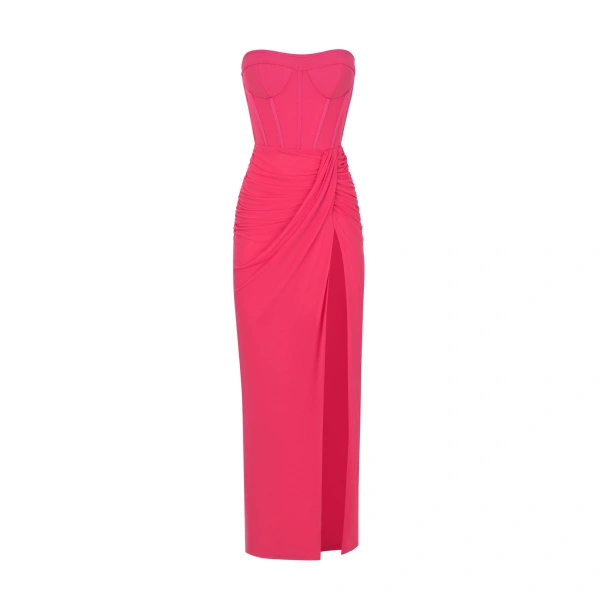 Milla Striking pink off-the-shoulder maxi dress