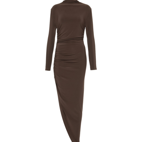 Norma Kamali Asymmetric turtleneck midi dress31402 nobg