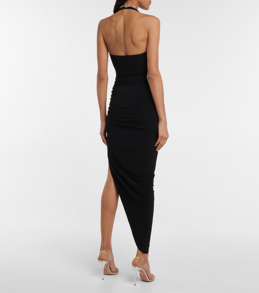 Norma Kamali Cayla Halterneck Ruched Midi Dress Luxury Ready To Wear Coveti 