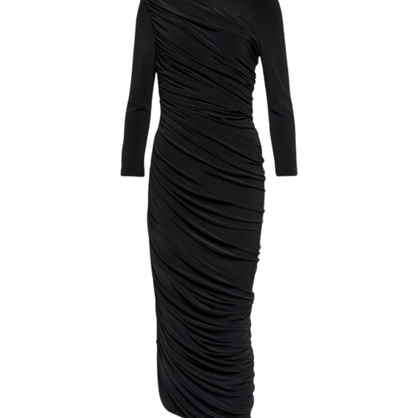 Norma Kamali Diana ruched jersey maxi dress69650 nobg