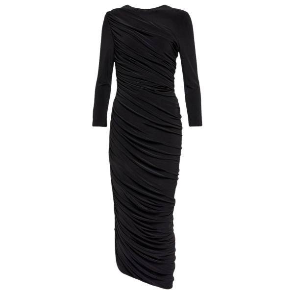 Norma Kamali Diana ruched jersey maxi dress69650 nobg