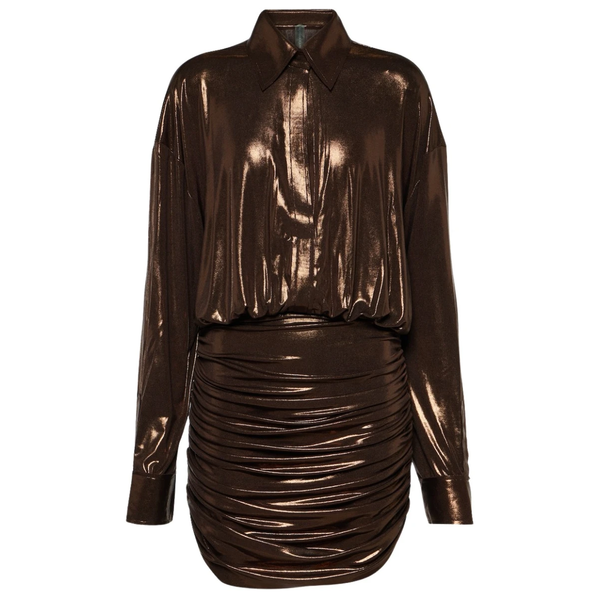 Norma Kamali Draped metallic minidress29186 nobg