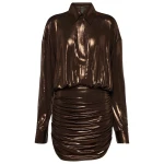 Norma Kamali Draped metallic minidress29186 nobg