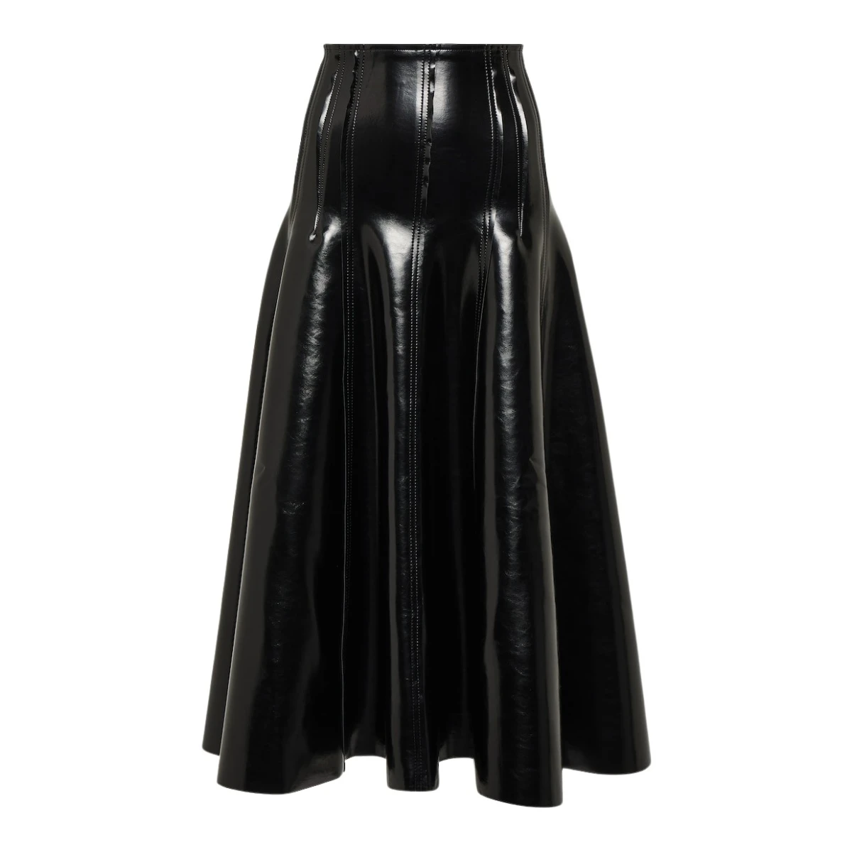 Norma Kamali Faux patent leather midi skirt58431 nobg