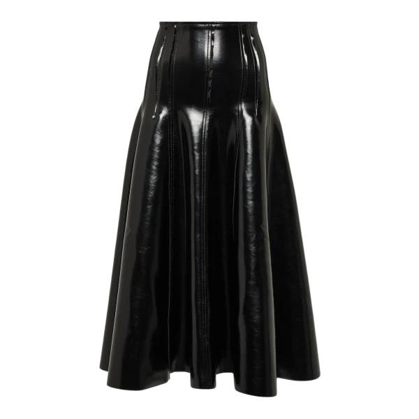 Norma Kamali Faux patent leather midi skirt58431 nobg