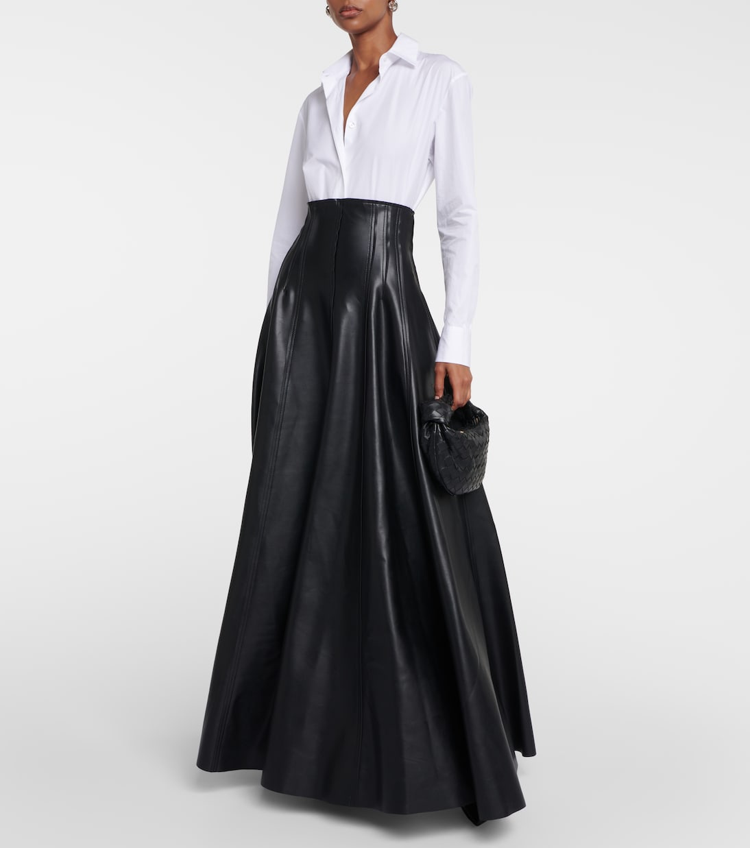 Norma Kamali Grace flared faux leather maxi skirt | Luxury