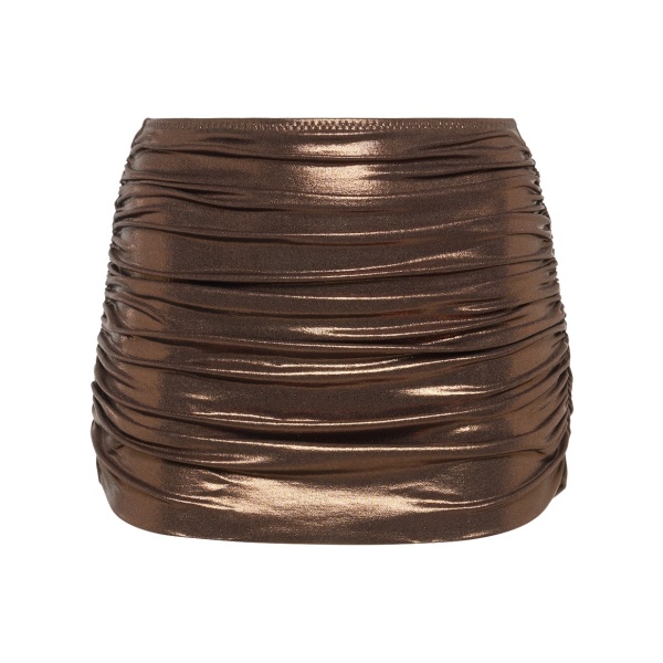 Norma Kamali Metallic ruched swim skirt41700 nobg