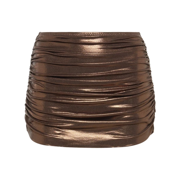 Norma Kamali Metallic ruched swim skirt41700 nobg