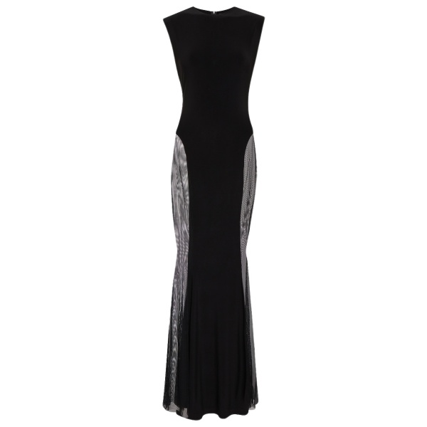 Norma Kamali Paneled jersey and mesh maxi dress59960 nobg