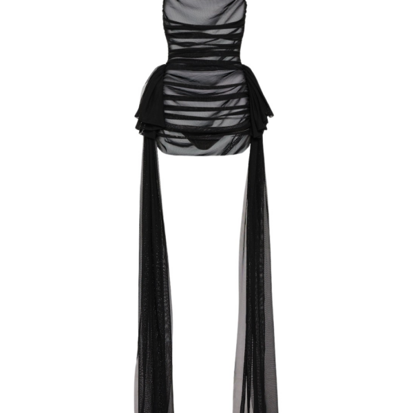Norma Kamali Ruffled sheer mesh minidress56429 nobg