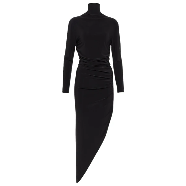 Norma Kamali Turtleneck draped jersey maxi dress73578 nobg