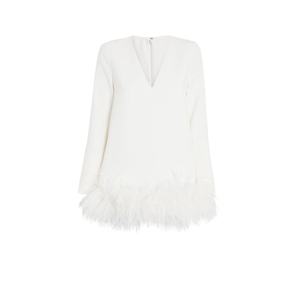 Safiyaa Aleannah Ivory Feather Trimmed Short Dress29241 nobg