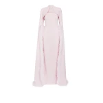 Safiyaa Amari Pale Pink Feather Trimmed Bolero With Soshin Dress18388 nobg