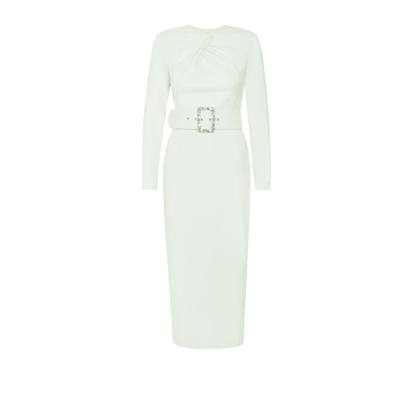 Safiyaa Brunna Spearmint Midi Dress With Embroidered Belt90125 nobg