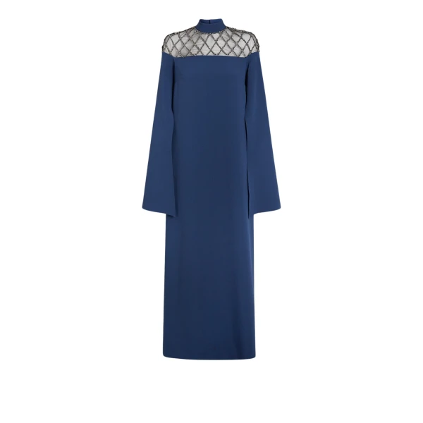 Safiyaa Clemantis Ink Blue Long Dress89131 nobg