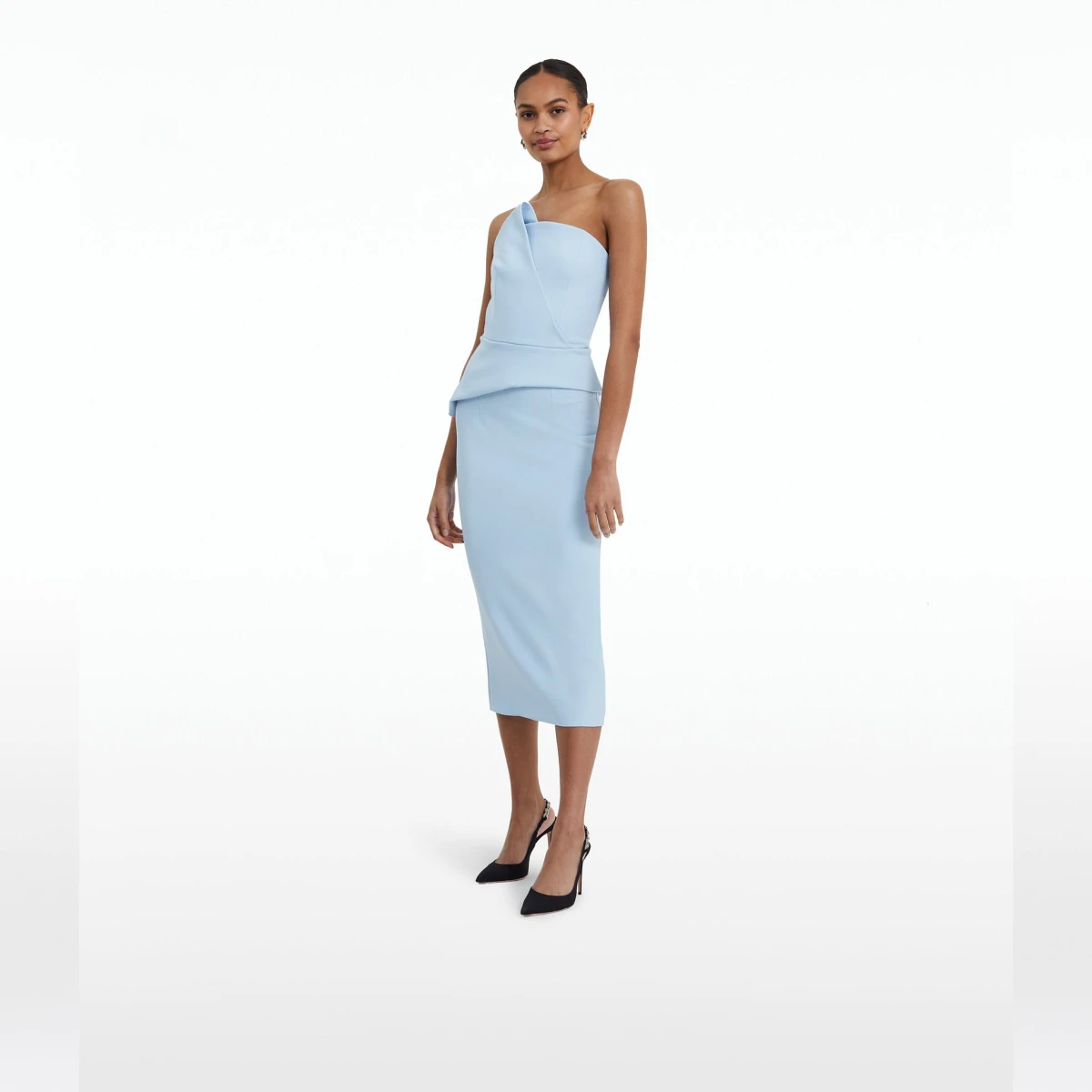 Pale blue midi dress best sale