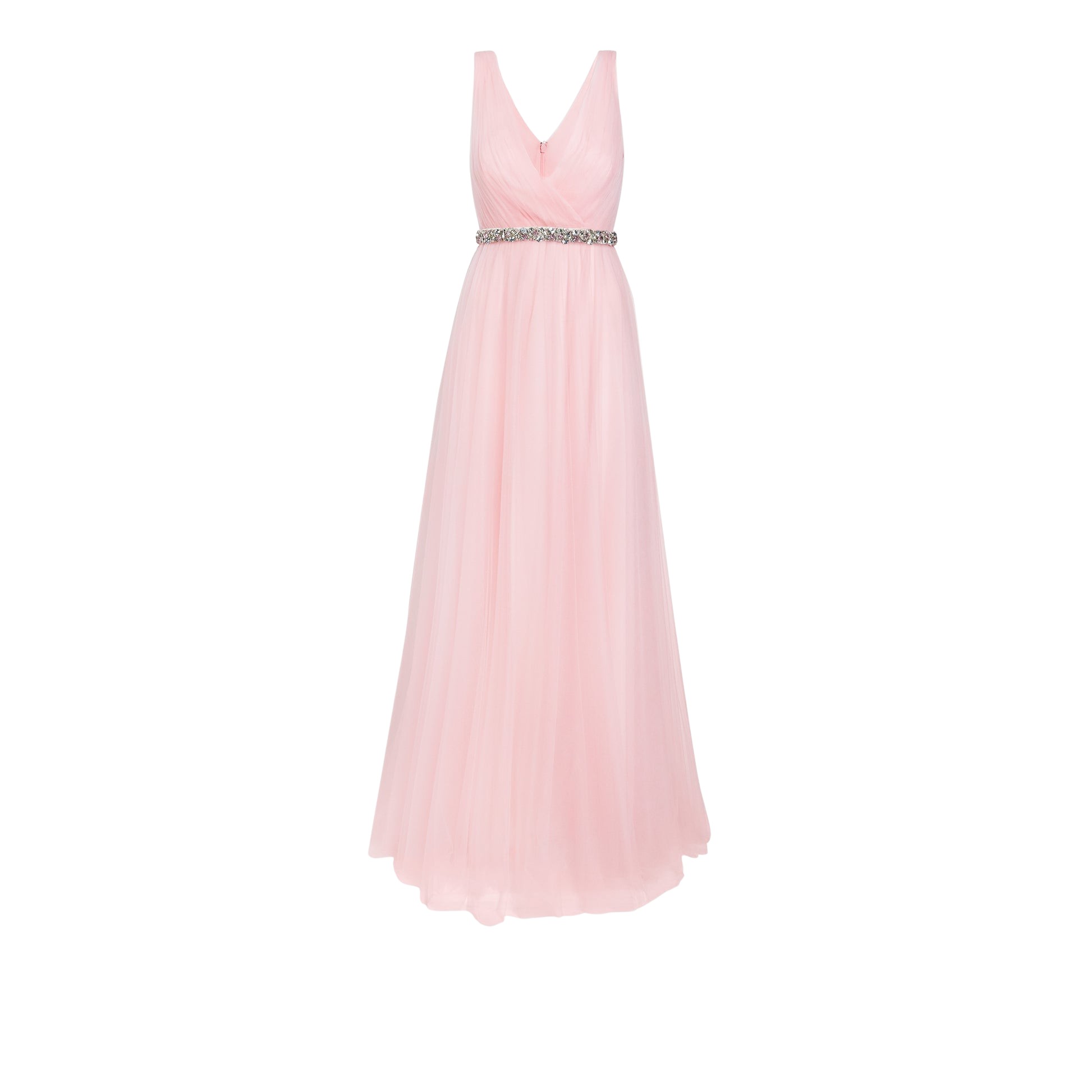 Enrica Barely Pink Long Dress With Embroidered Belt - 4-uk