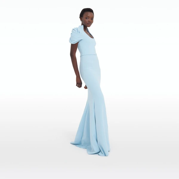 Safiyaa Logan Pale Blue Long Dress Luxury Ready to Wear Coveti