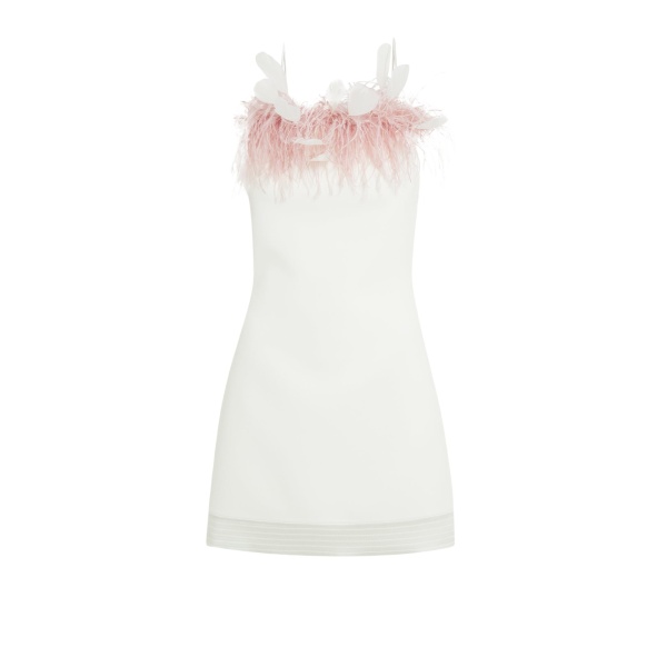 Safiyaa Molly Ivory Feather Trimmed Short Dress38955 nobg