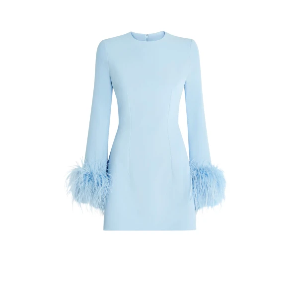 Safiyaa Rena Pale Blue Feather Trimmed Short Dress78722 nobg