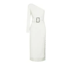 Safiyaa Violante Ivory Dress With Embroidered Belt52747 nobg